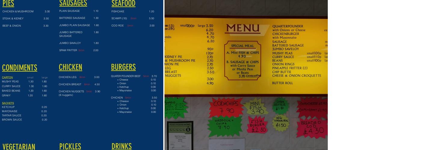 Bignal Fish & Chips Menu