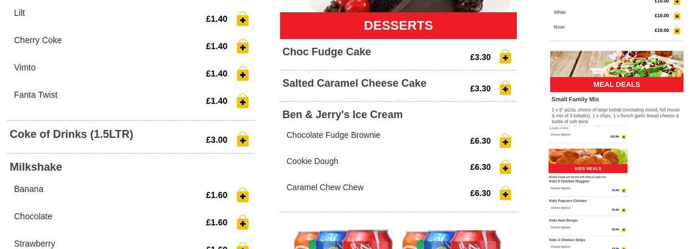 Boston's Diners Menu