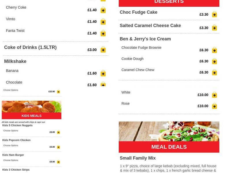 Boston's Diners Menu
