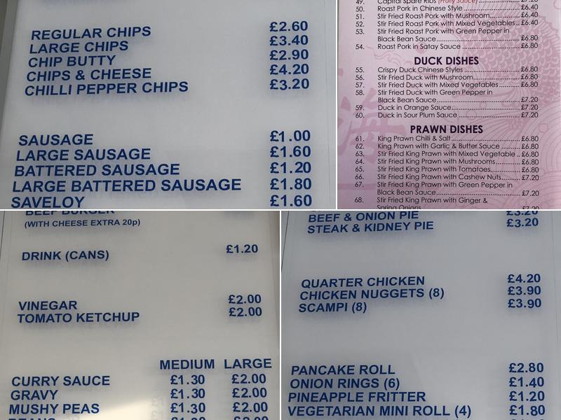Ocean Fish & Chips & Chinese Takeaway Menu