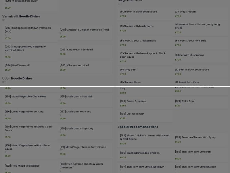 King's Chinese Takeaway Menu
