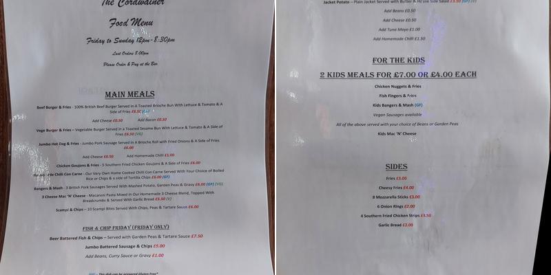 The Cordwainer Menu