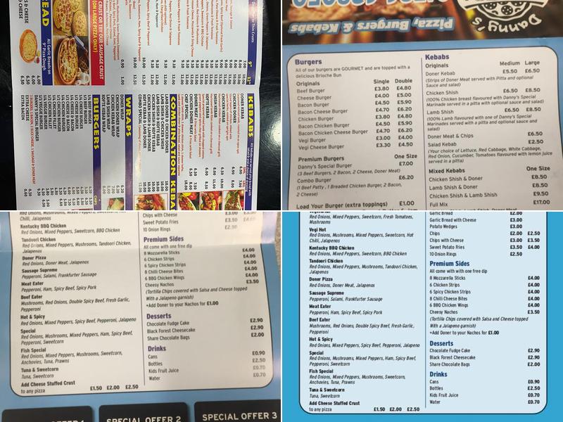 Dannys Pizza And Grill Menu