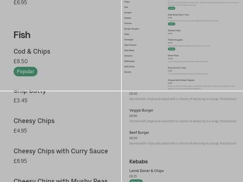 Avondale Chippy Menu