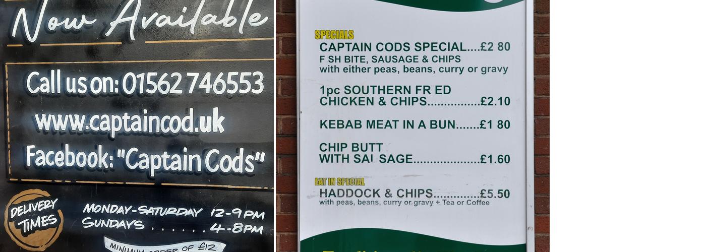 CAPTAIN COD RESTAURANT Menu