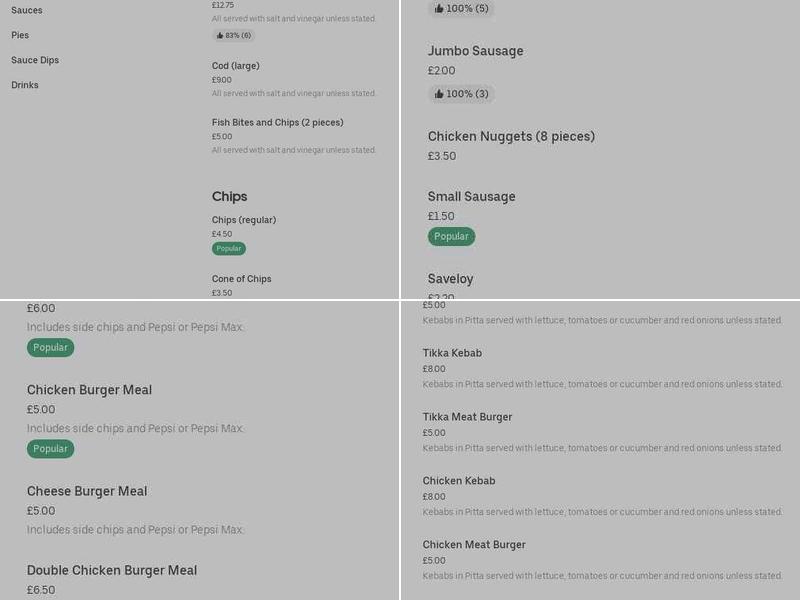 Catch of the Day Menu