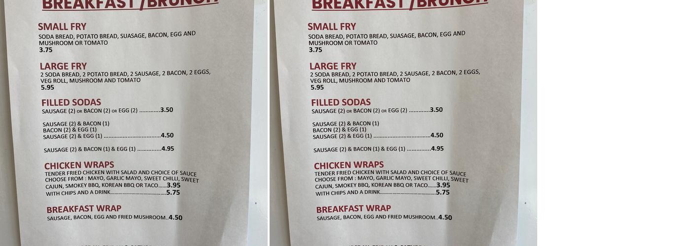 Killyleagh Catch Menu