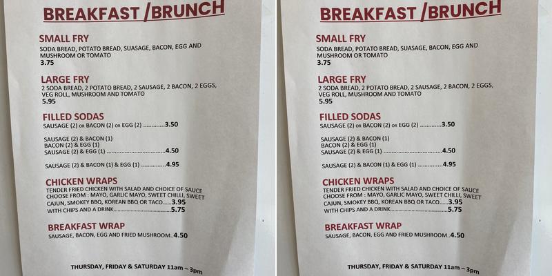 Killyleagh Catch Menu