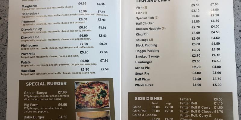 The golden arrow Menu