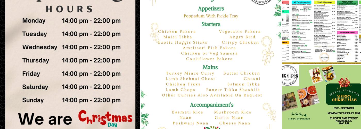 Exotic Kitchen Kilmarnock Menu