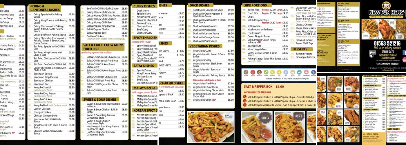 New Fun Heng Menu