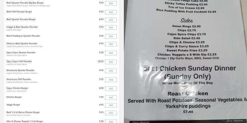 Abbey Gates Bar & Grill Menu