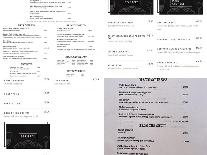 The New Sun Inn Menu