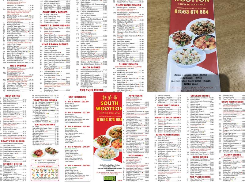 South Wootton Takeaway Menu