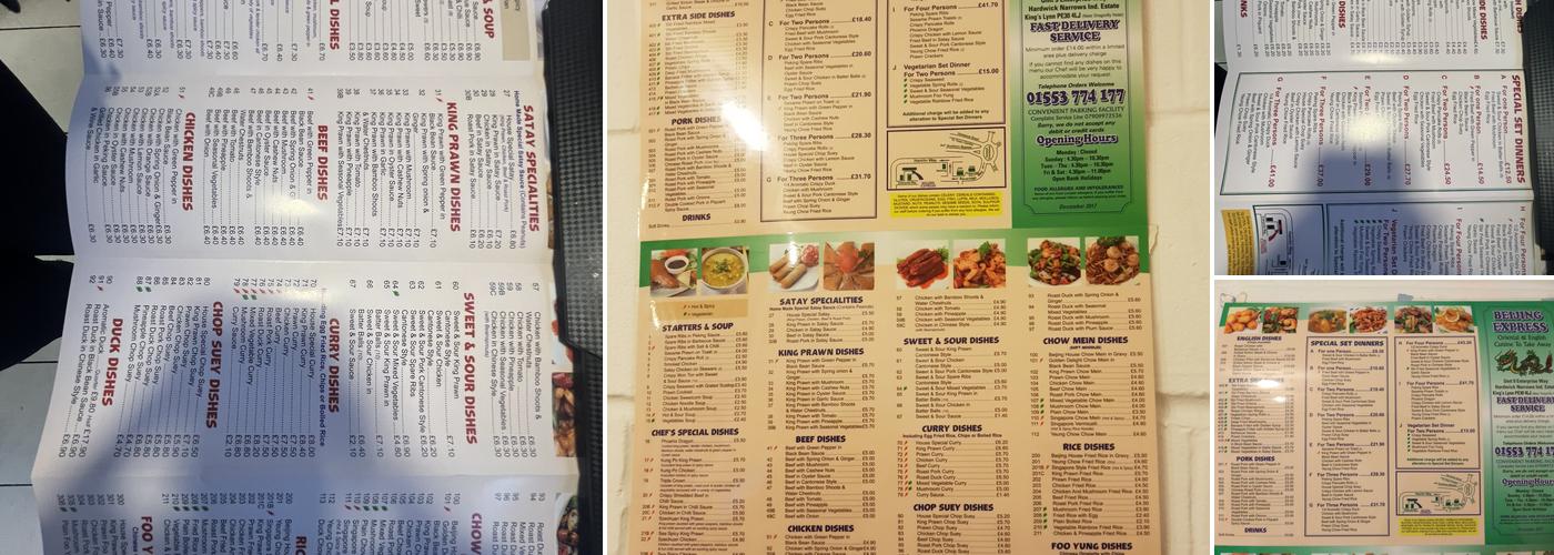 Beijing Express Menu