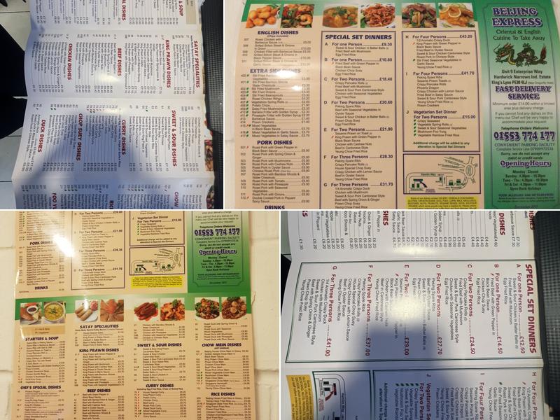 Beijing Express Menu