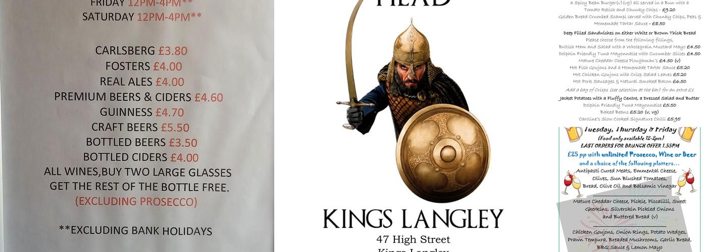 The Saracens Head Menu