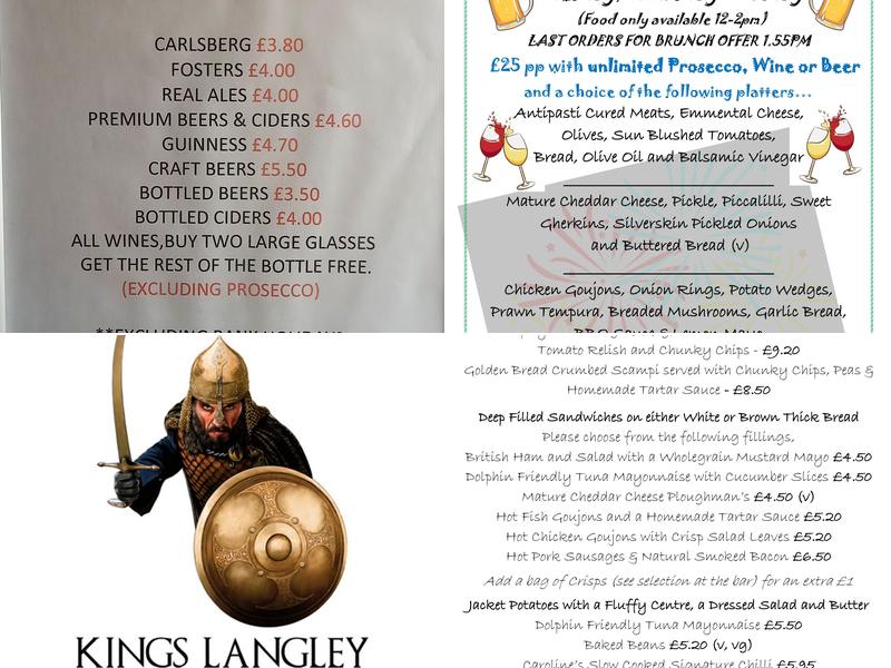 The Saracens Head Menu