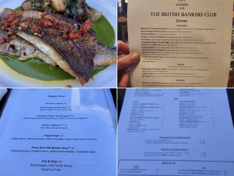 British Bankers Club Menu