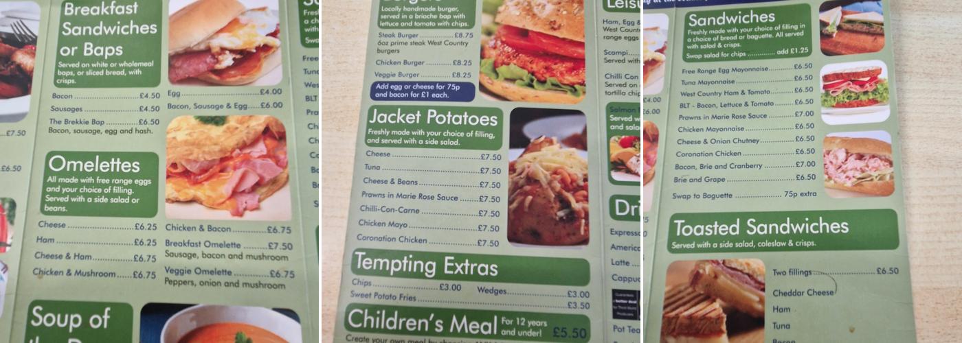 The Leisure Lounge Cafe Menu