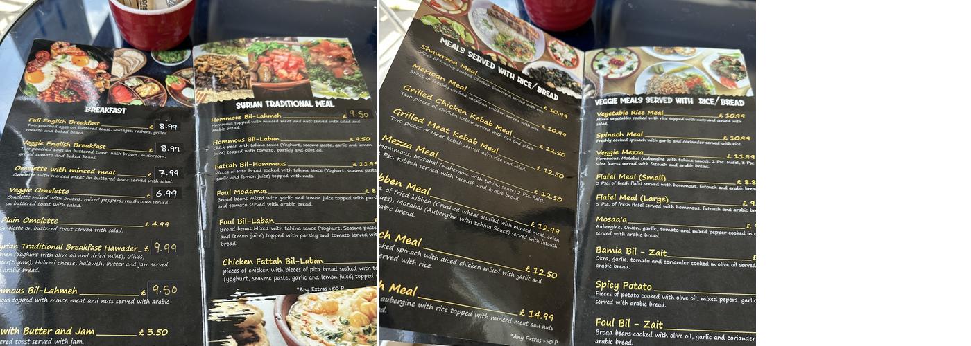 Clocktower Cafe Menu