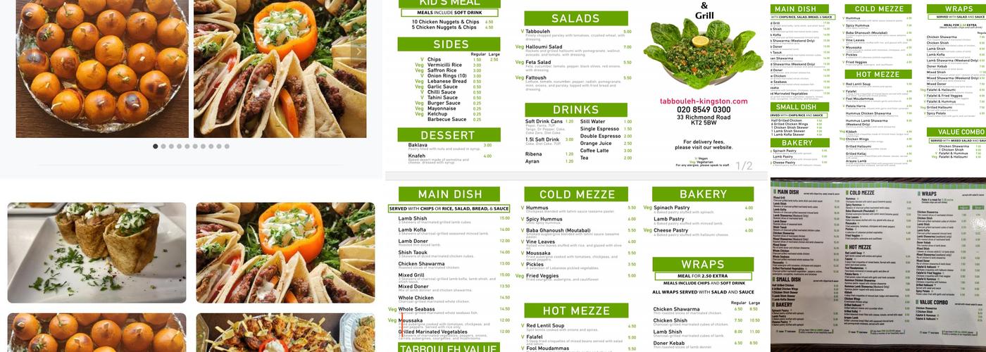 Tabbouleh Kingston Menu