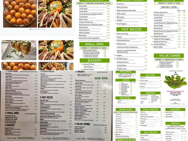 Tabbouleh Kingston Menu