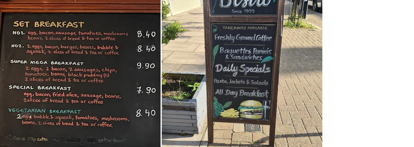 The Bistro Cafe Menu