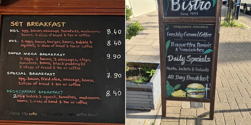 The Bistro Cafe Menu