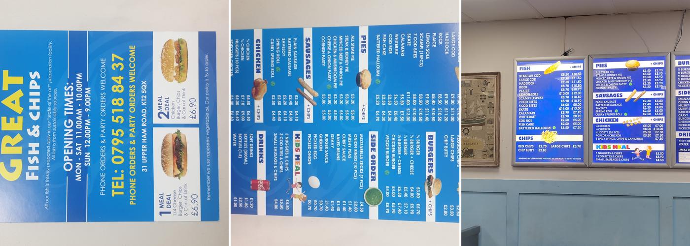 Great Fish and Chips Menu