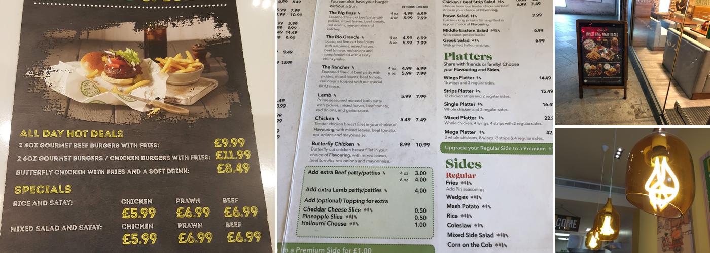 Roosters Piri Piri Menu