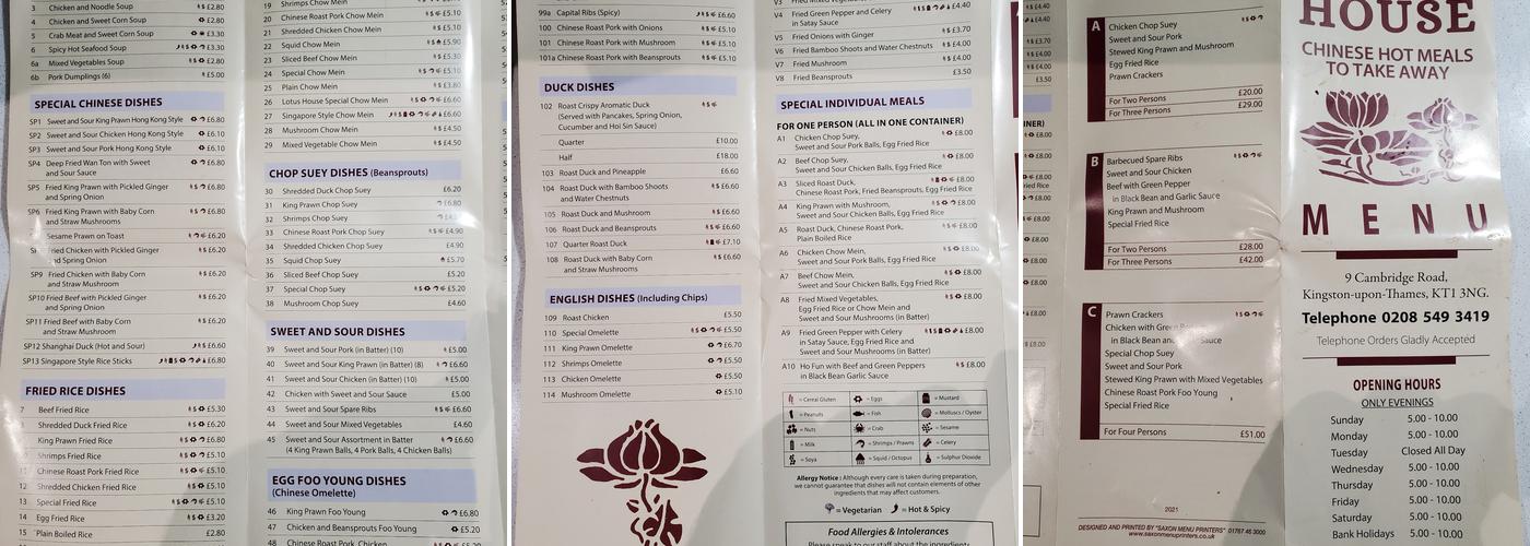 Lotus House Menu