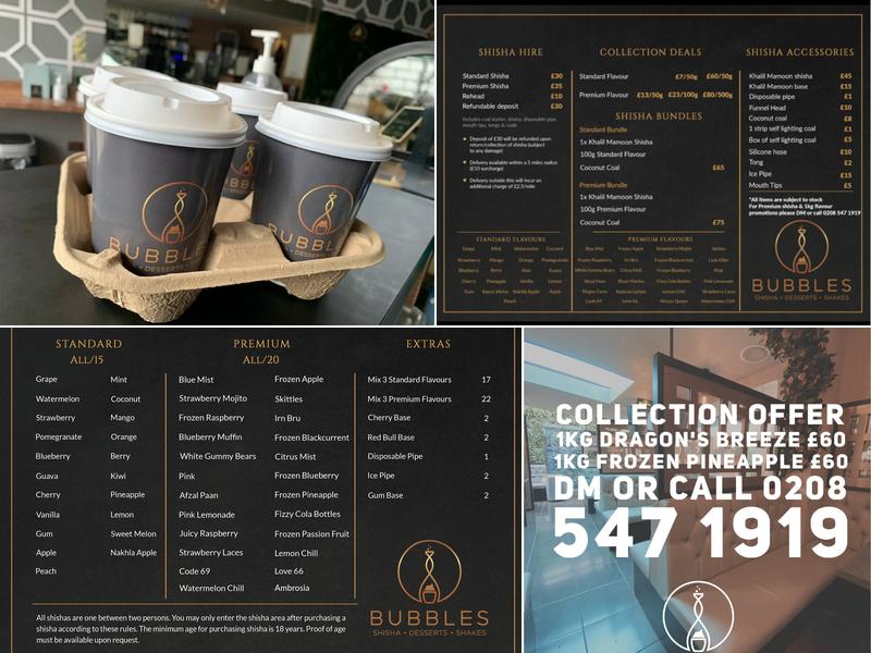 Bubbles Shisha Cafe Menu