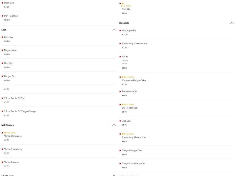 Cfc Fried Chicken And Kebab Menu