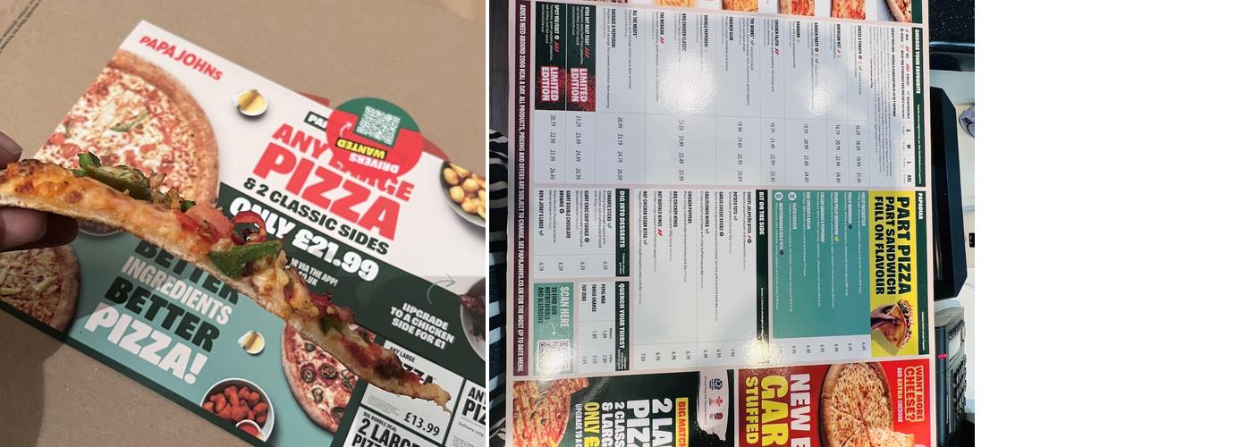 Papa Johns Pizza Menu