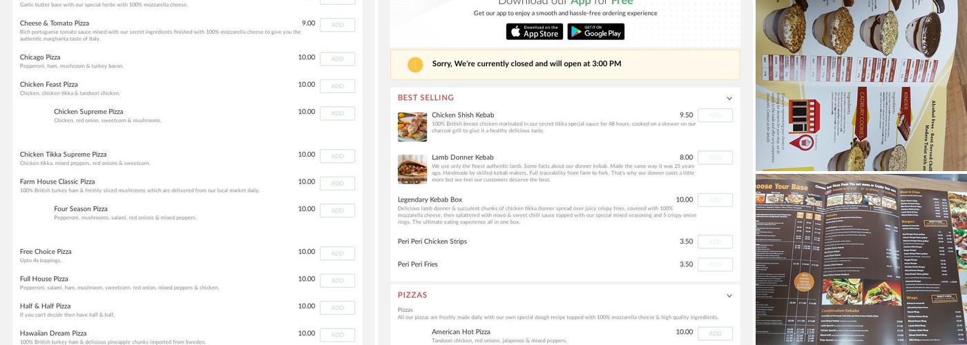 Kings Kebab & Pizza Menu