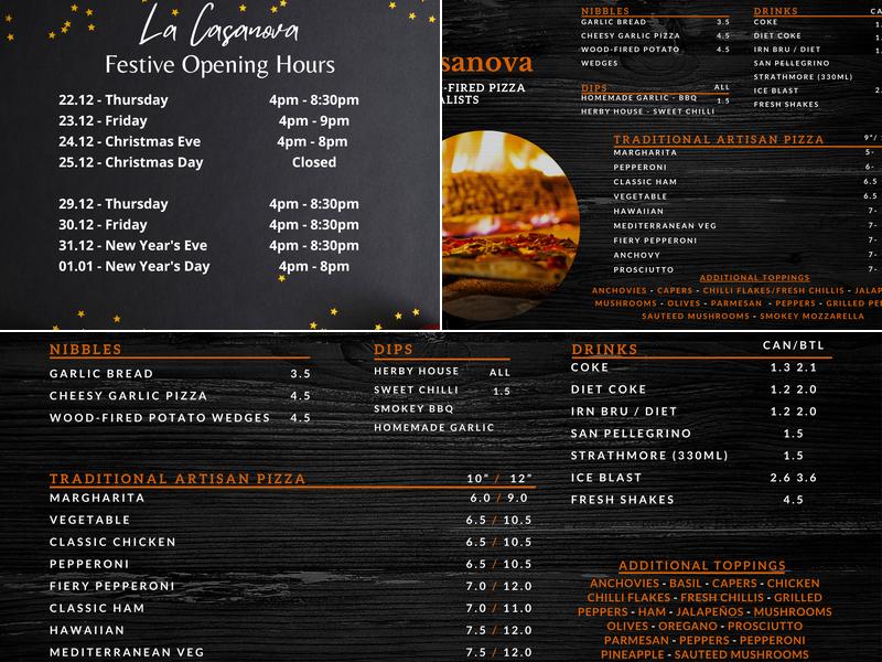 La Casanova Menu