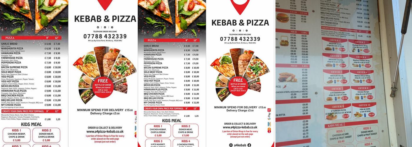 A4 Kebab & Pizza Menu