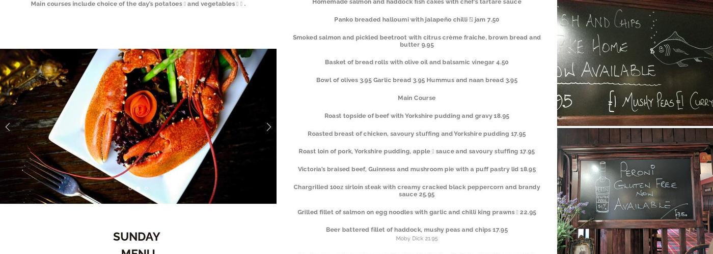 The Victoria Cattal Menu