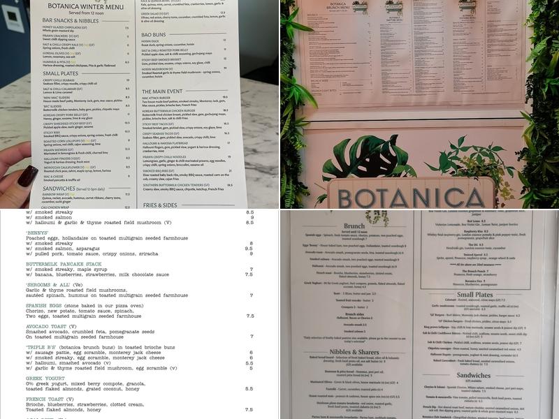 Botanica Kirkby Lonsdale Menu