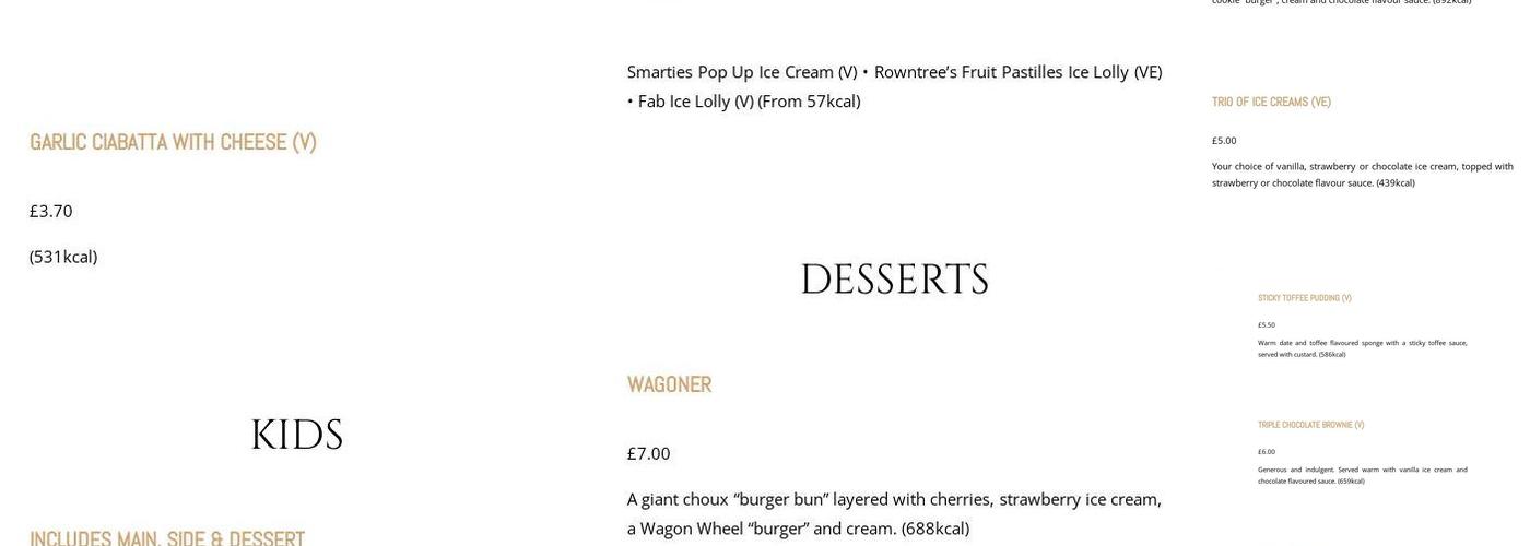 The Chapel Tavern Menu