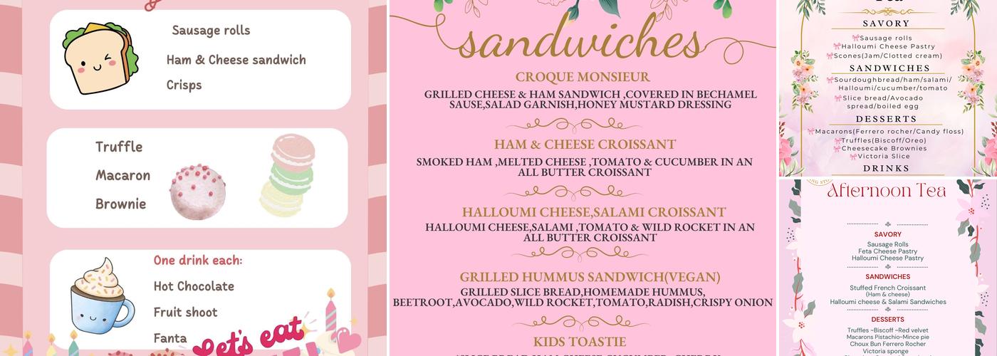 Maria's Baking Stories Menu