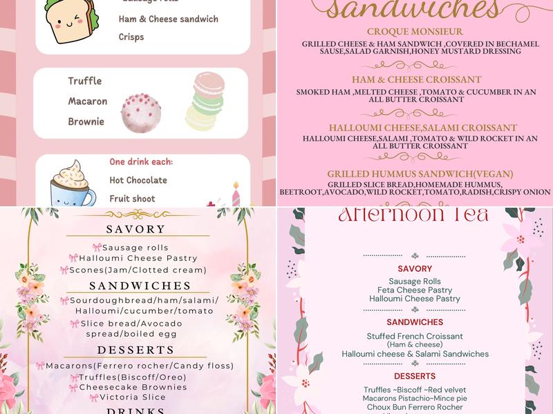 Maria's Baking Stories Menu