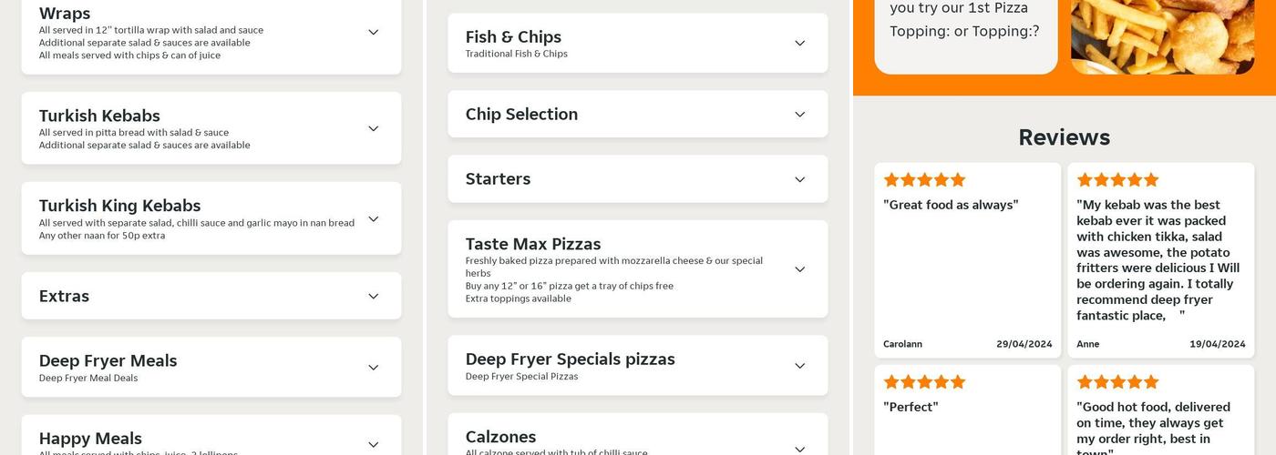 Deep Fryer Menu