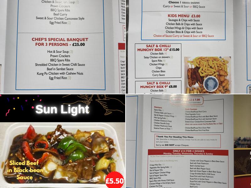 Sunlight Chinese Takeaway Menu