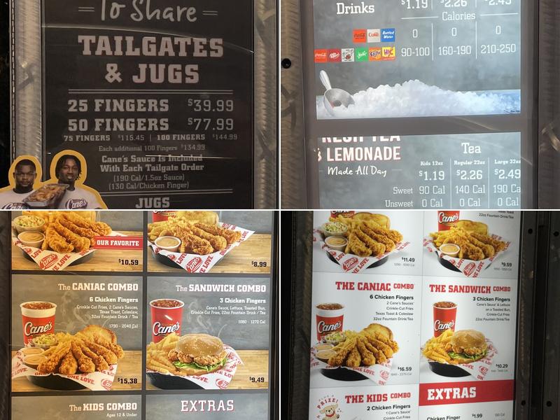 Raising Cane's Chicken Fingers Menu