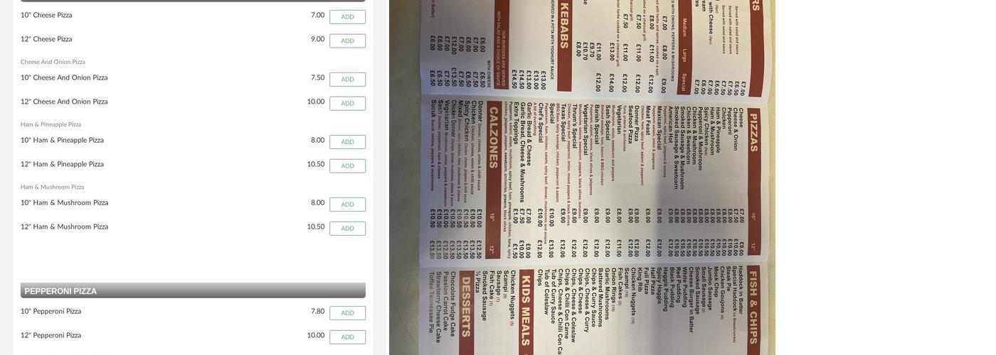 Thrums Takeaway Menu
