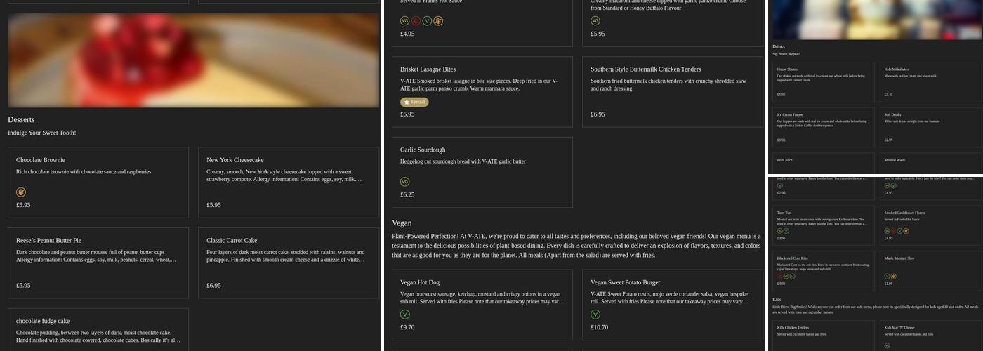 V-ATE Smokehouse - Automotive Diner Menu