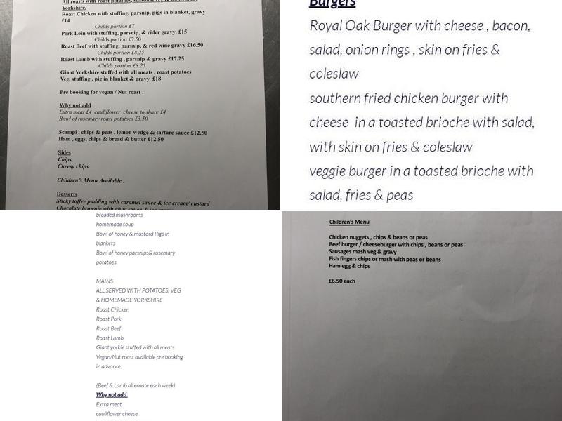 The Royal Oak Knaphill Menu