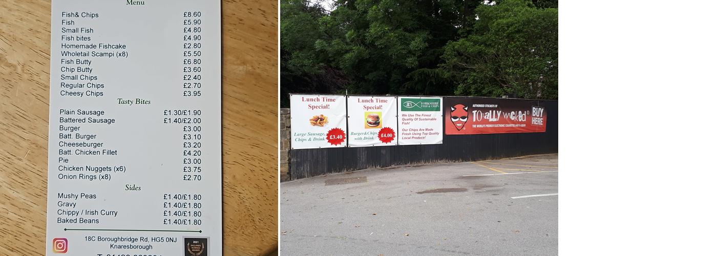 JR'S Yorkshire Fish&Chips Menu